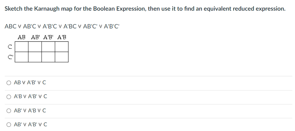 Solved Sketch the Karnaugh map for the Boolean Expression, | Chegg.com