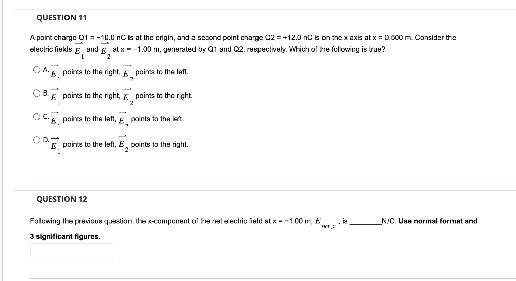 Solved A point charge Q1 =−10.0nC is at the origin, and a | Chegg.com
