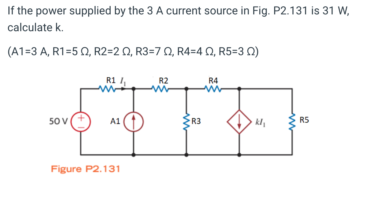 Solved If the power supplied by the 3 A current source in