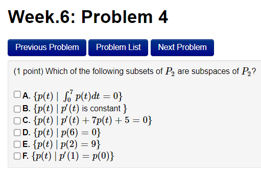 Solved Week.6: Problem 4 Previous Problem Problem List Next | Chegg.com
