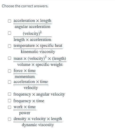 Solved LT-2 ML-3 MLT-2 L Dimensionless combinations of | Chegg.com