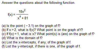Solved Answer the questions about the following function. | Chegg.com