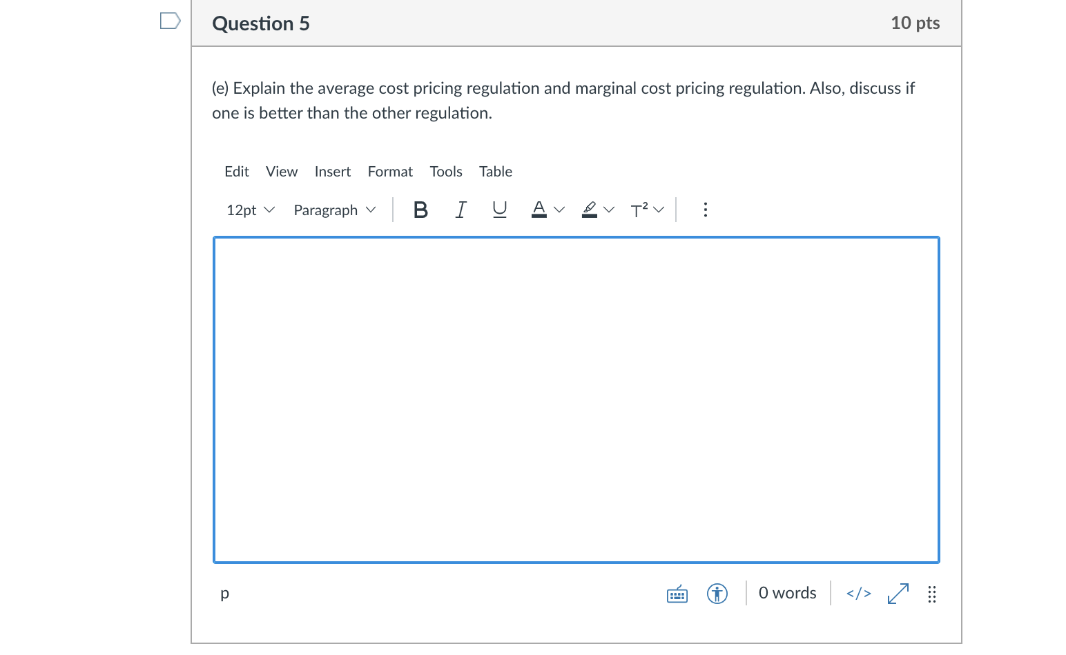 Solved Question 5 10 pts (e) Explain the average cost | Chegg.com