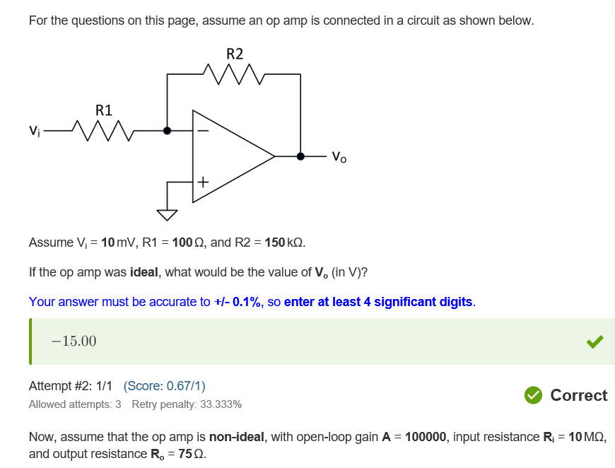 Solved Now, Assume That The Op Amp Is Non-ideal, With | Chegg.com