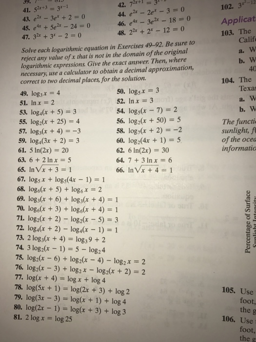 Solved Solve each logarithmic equation in Exercises 49-92. | Chegg.com
