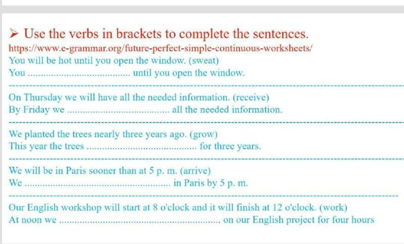solved use the verbs in brackets to complete the sentences chegg com