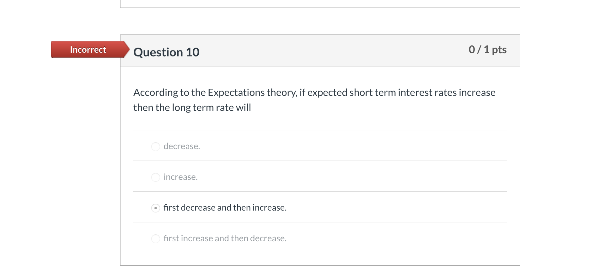 Solved Incorrect Question 10 0/ 1 pts According to the | Chegg.com