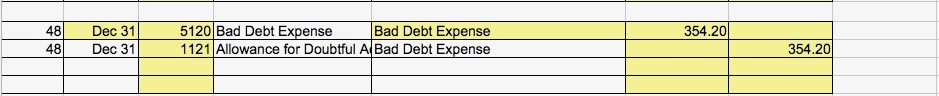 bad debt expense