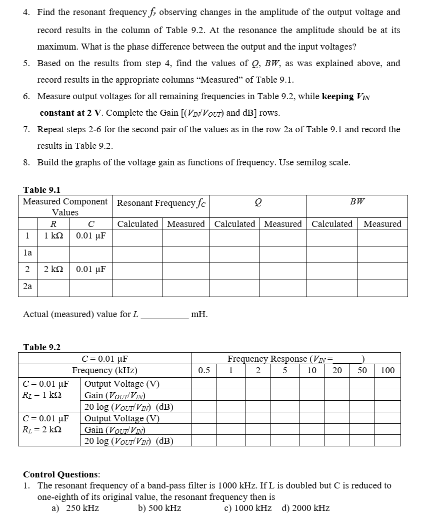 Solved p “Band-pass Filters' Week 12 04/06/2021 Objectives: | Chegg.com