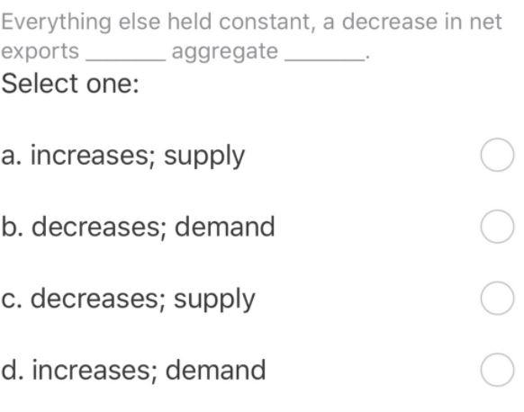 Solved Everything Else Held Constant, A Decrease In Net | Chegg.com