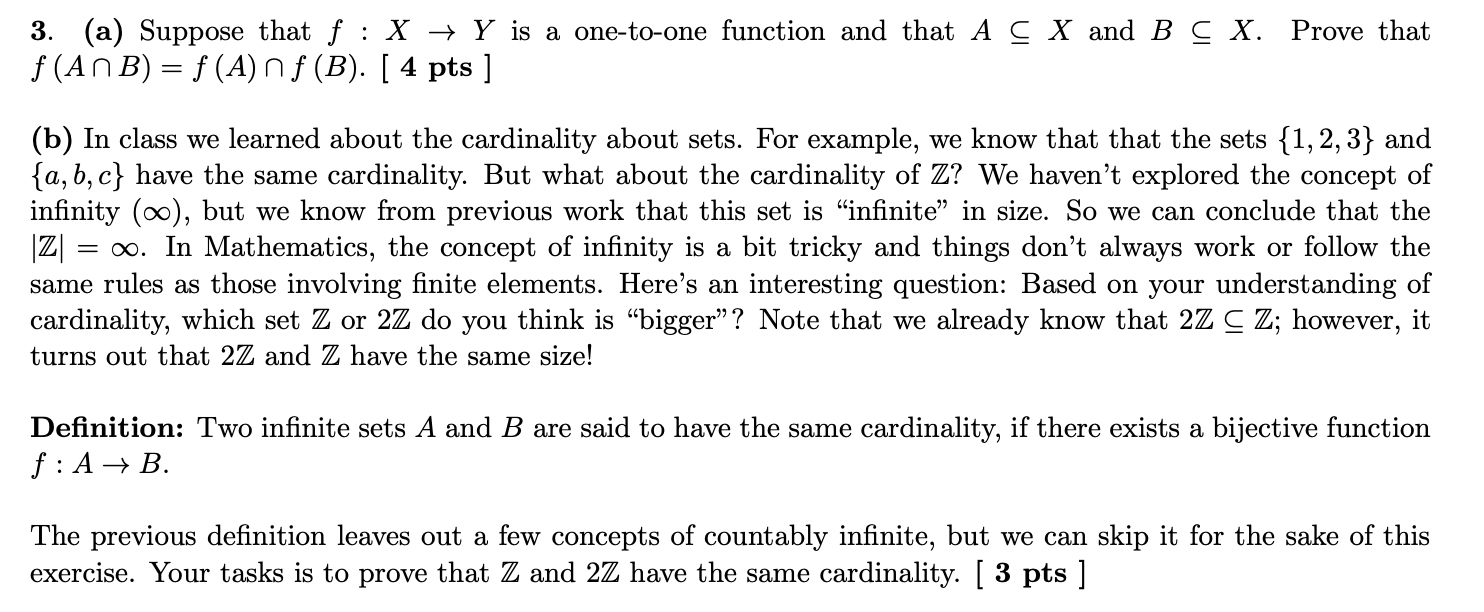 Solved 3 A Suppose That F X Y Is A One To One Chegg Com