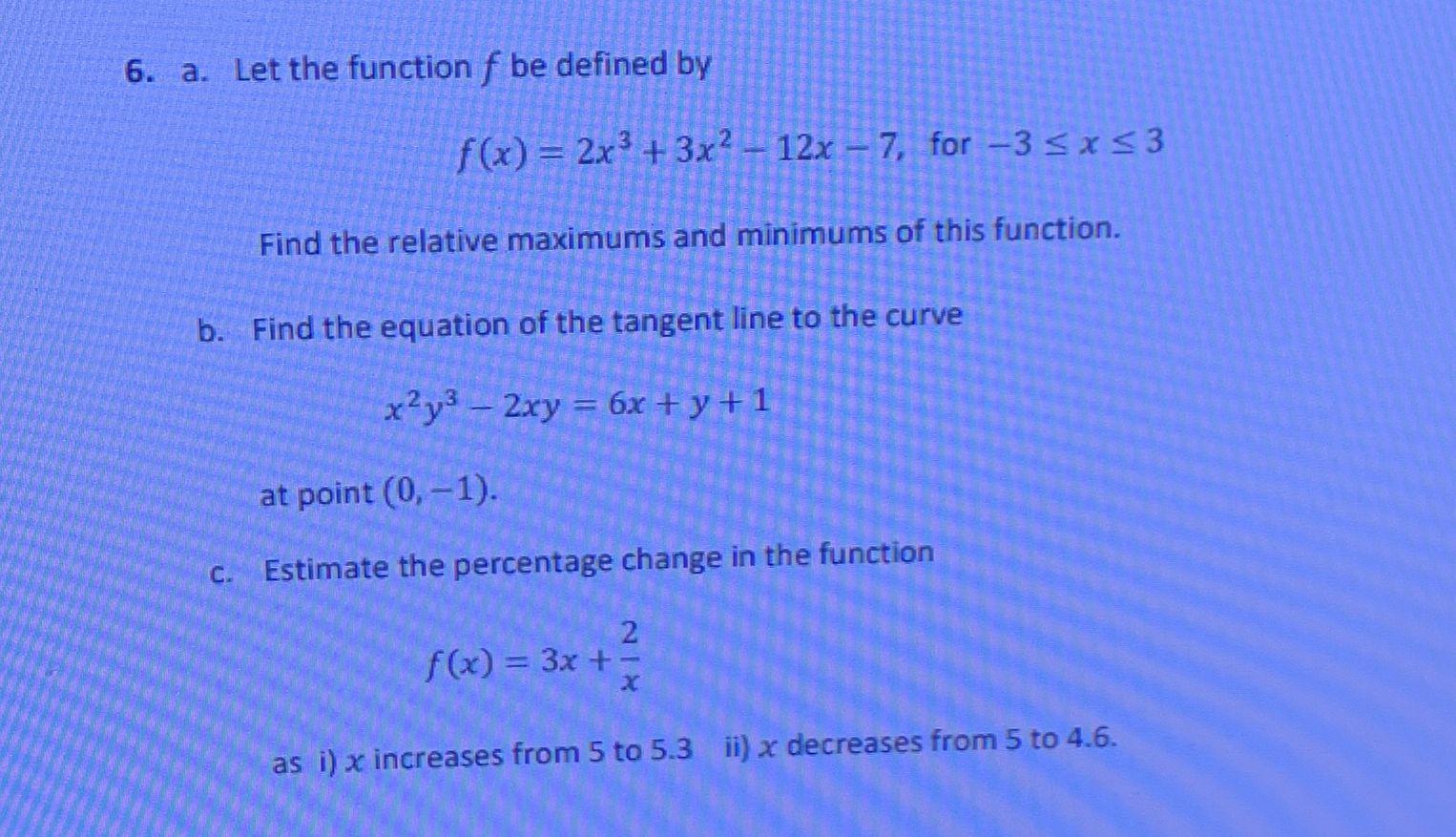 Solved 6. a. Let the function f be defined by f(x) = 2x + | Chegg.com