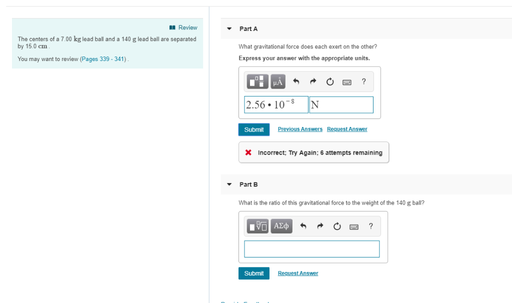 Solved Revieww Part A The centers of a 7.00 kg lead ball and