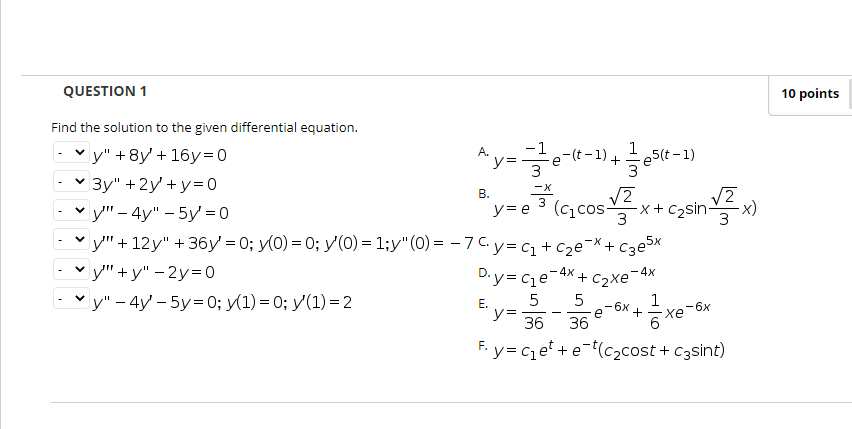 Solved QUESTION 1 10 points A. y= + -X B. casin x) Find the | Chegg.com