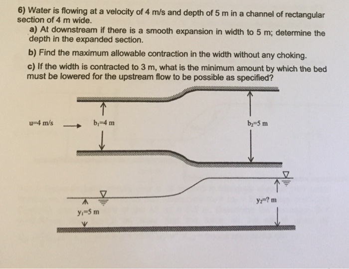 Solved Water is flowing at a velocity of 4 m/s and depth of | Chegg.com