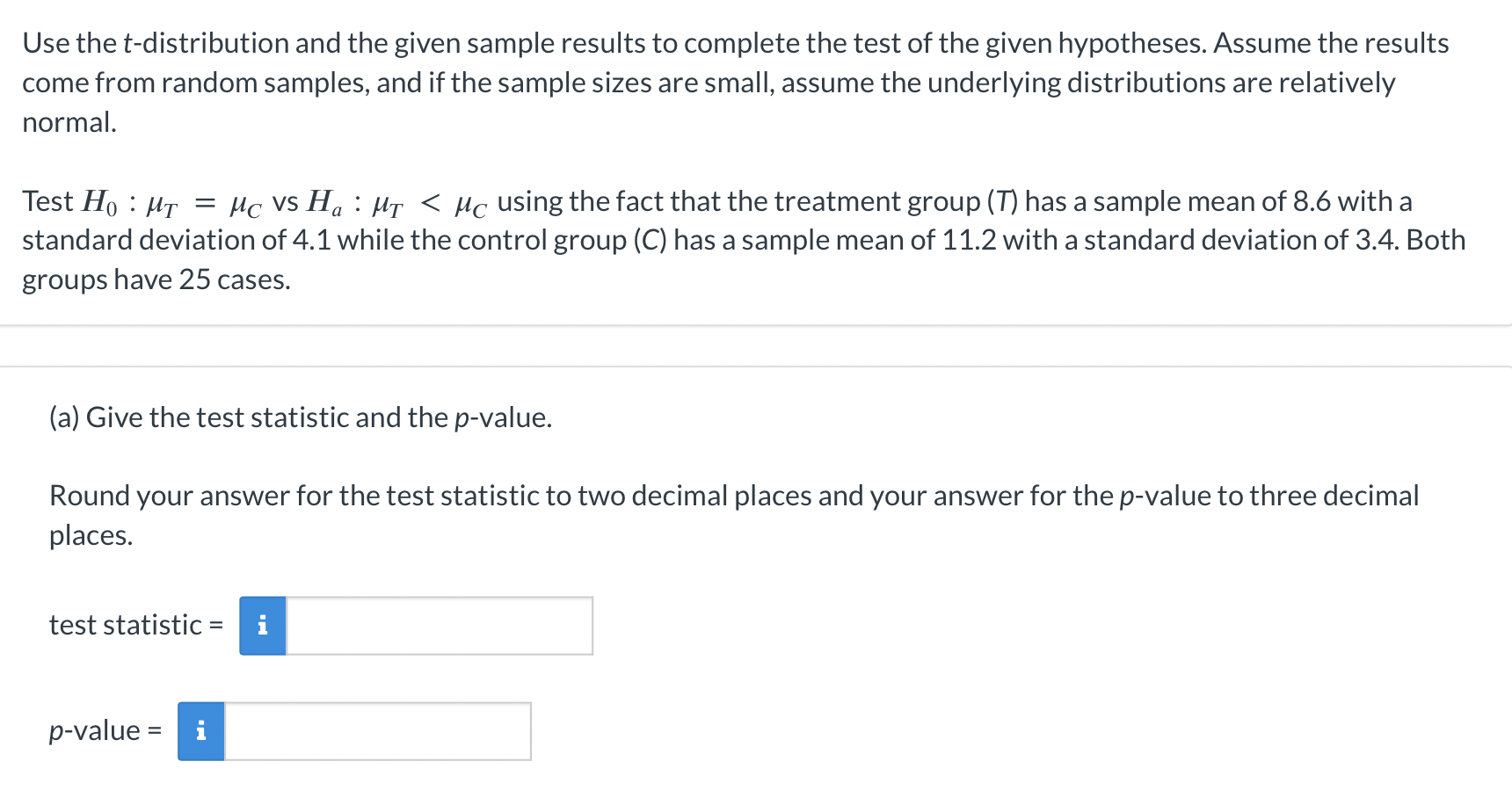 Solved Use the t-distribution and the given sample results | Chegg.com