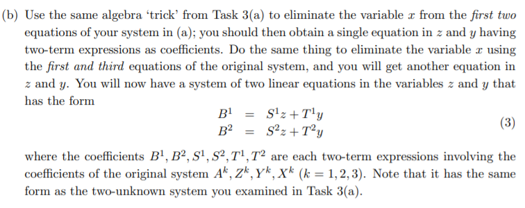 Write down what a system of two linear equations in | Chegg.com