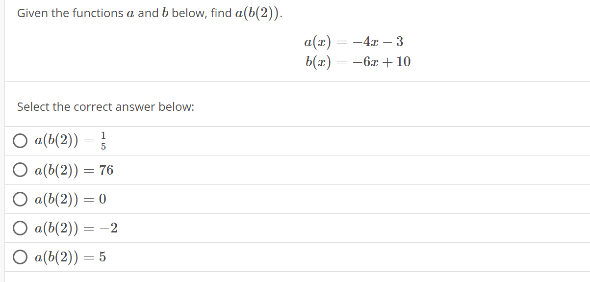 Solved Given The Functions A And B Below, Find A(b(2)). | Chegg.com