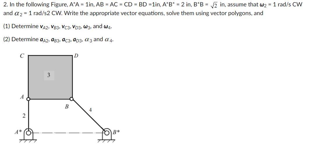 Solved 2. In The Following Figure, A*A = 1in, AB = AC = CD = | Chegg.com