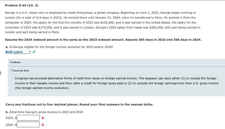 Solved Problem 5-49 (LO. 2) George Is A U.S. Citizen Who Is | Chegg.com