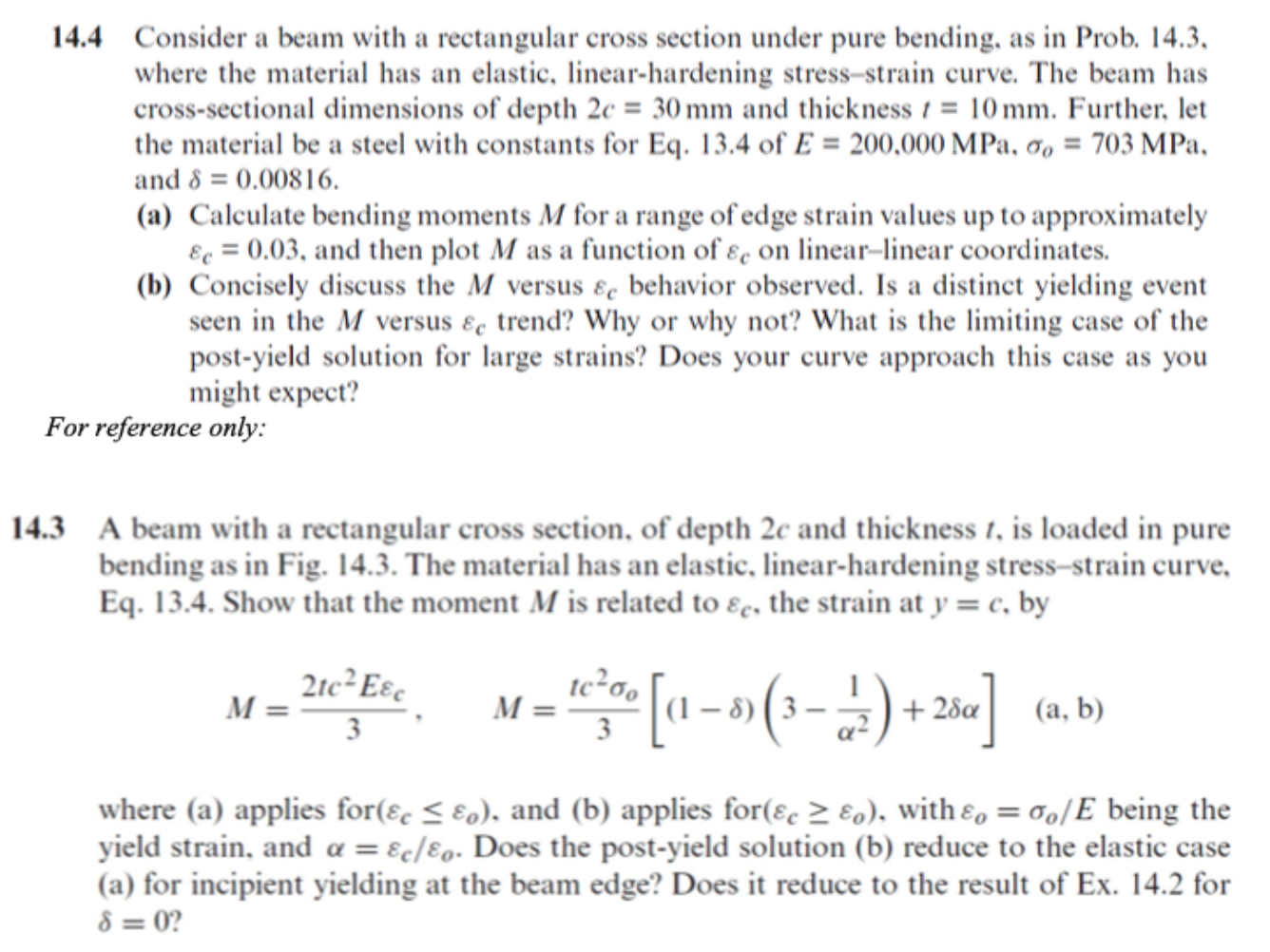 Solved 14.4 Consider a beam with a rectangular cross section | Chegg.com