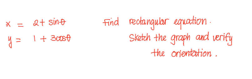 Solved X = 2+ sine y 1 + 3008 Find rectangular equation | Chegg.com