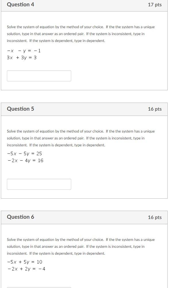 Solved Solve the system of equation by the method of your | Chegg.com