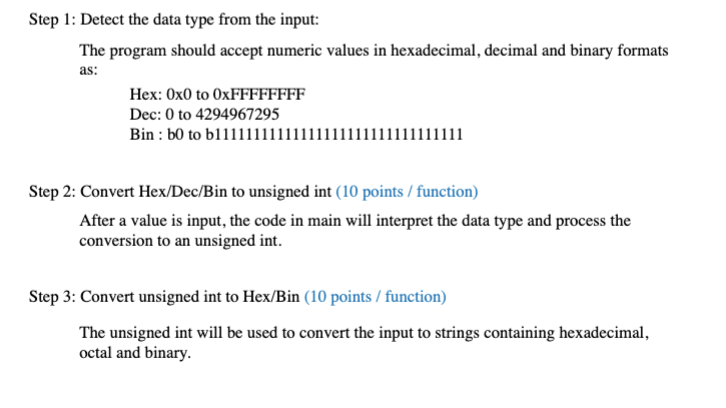 Solved Step 1: Detect the data type from the input: The | Chegg.com