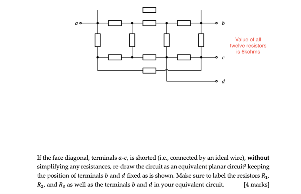 Solved Value of all twelve resistors is 6kohms If the face