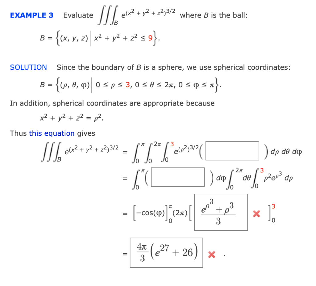 Solved EXAMPLE 3 Evaluate Ex + Y2 + Z2)912 Where B Is The | Chegg.com