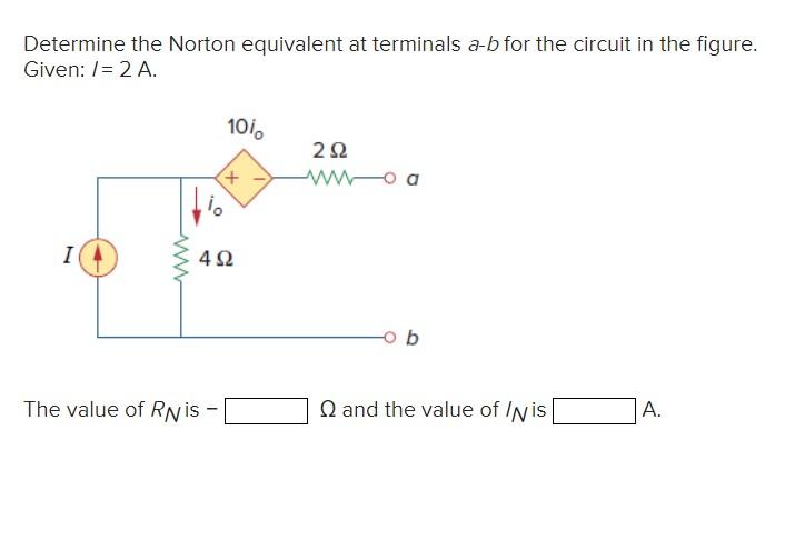 Solved Determine The Norton Equivalent At Terminals A−b For | Chegg.com