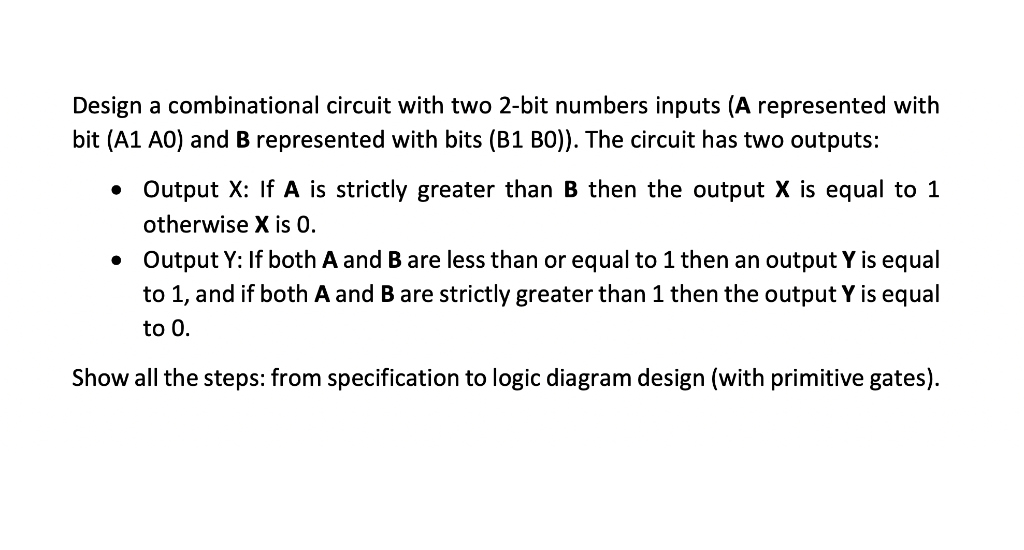 Solved Design a combinational circuit with two 2-bit numbers | Chegg.com