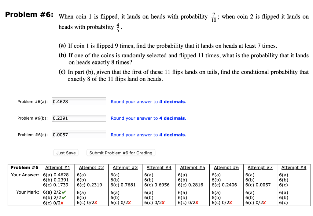 Solved Problem #6: When Coin 1 Is Flipped, It Lands On Heads | Chegg.com