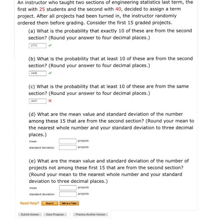 Solved An instructor who taught two sections of engineering | Chegg.com