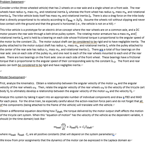 Problem Statement Consider a trike (three wheeled | Chegg.com