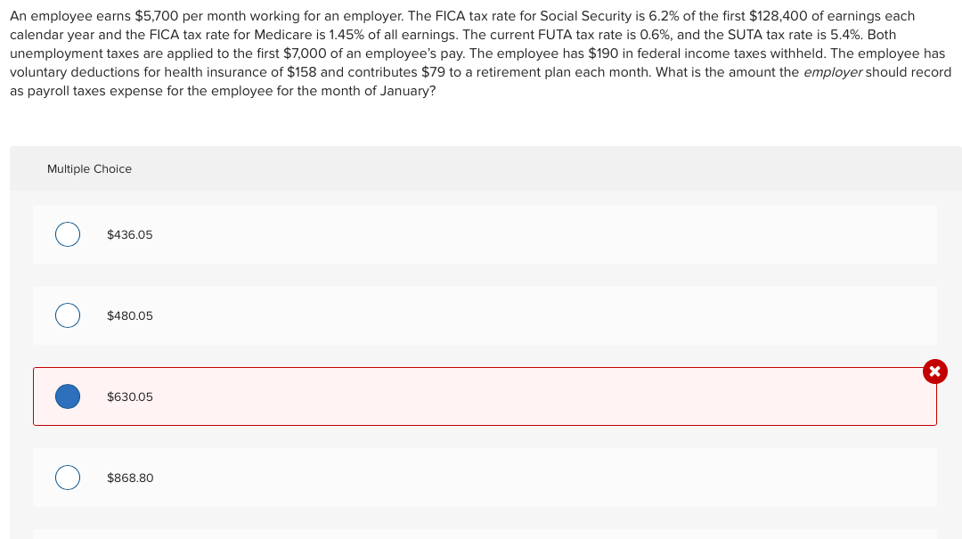 Answered: An employee earns $5,500 per month…