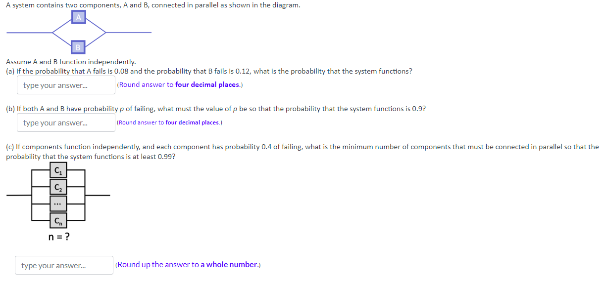 Solved A System Contains Two Components, A And B, Connected | Chegg.com