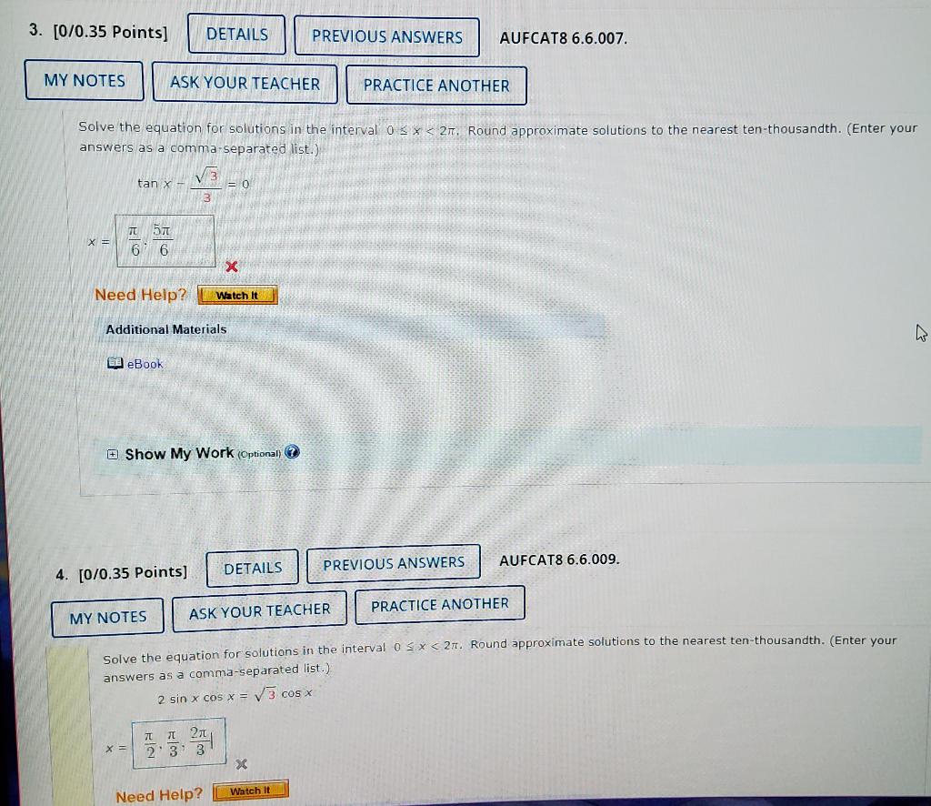 Solved 3. [0/0.35 Points] DETAILS PREVIOUS ANSWERS AUFCAT8 | Chegg.com