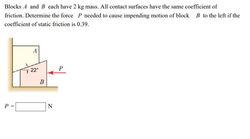 Solved Blocks A And B Each Have 2 Kg Mass. All Contact | Chegg.com