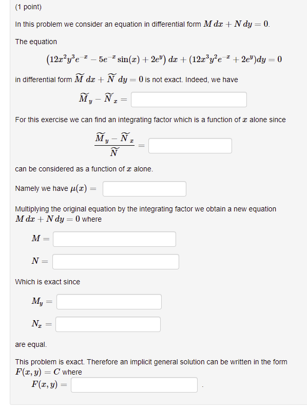 Solved 1 Point In This Problem We Consider An Equation Chegg Com