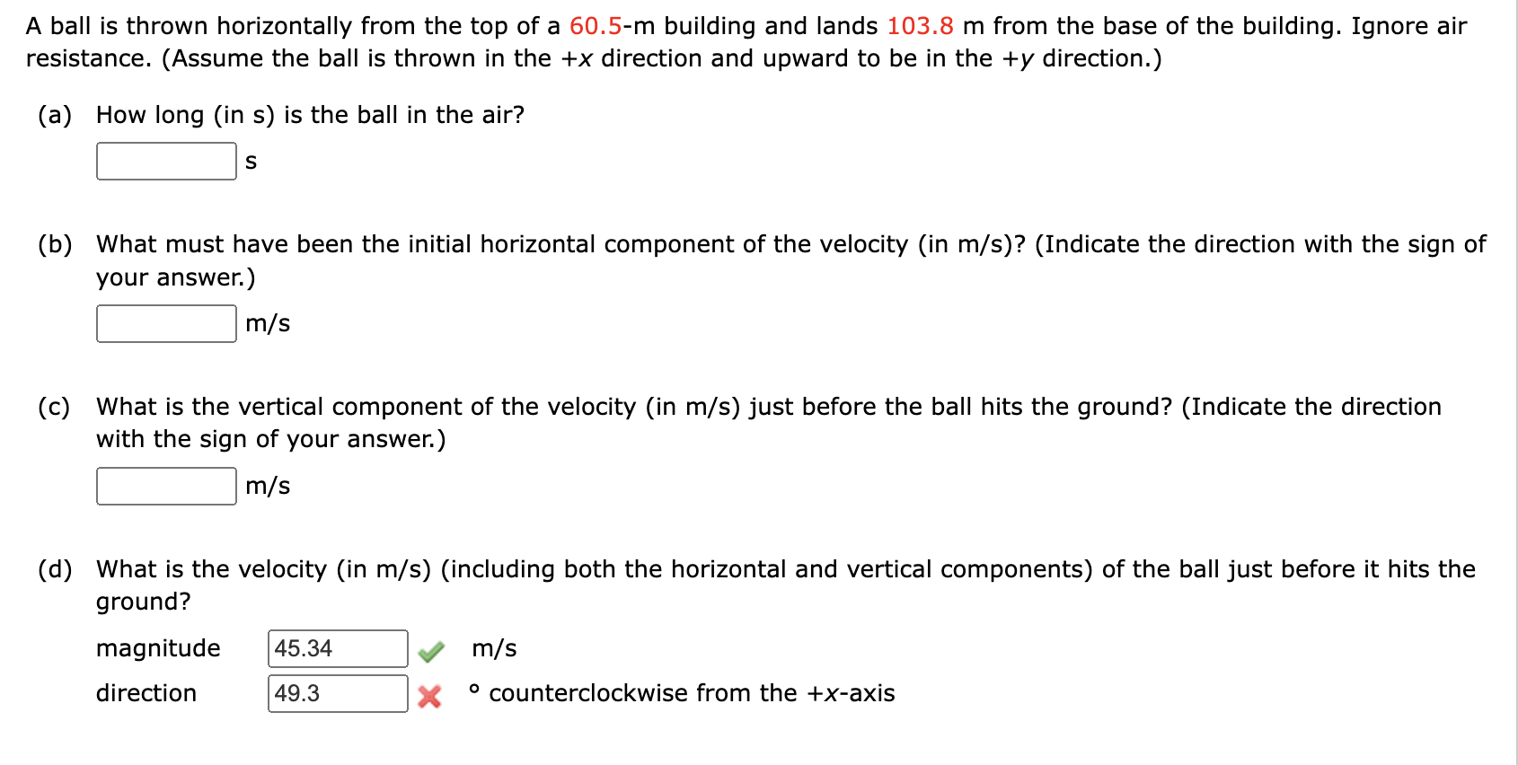 Solved A Ball Is Thrown Horizontally From The Top Of A | Chegg.com