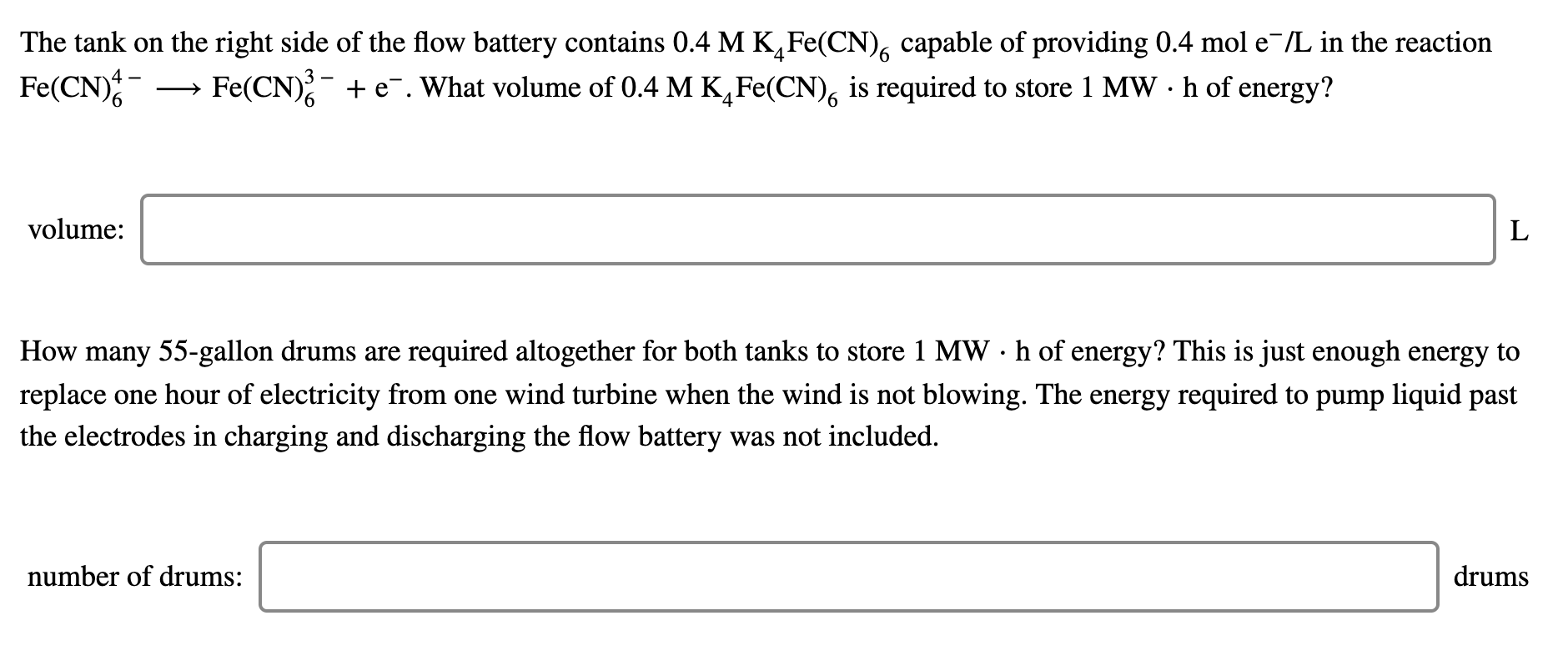 Windmill Or Solar Cells Pump E Te Pump 2fe Cn 2 Chegg Com