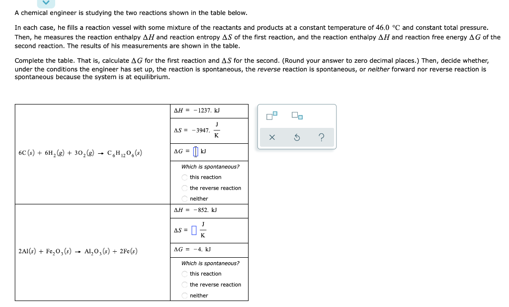 Solved What is Delta G and what is spontaneous in the