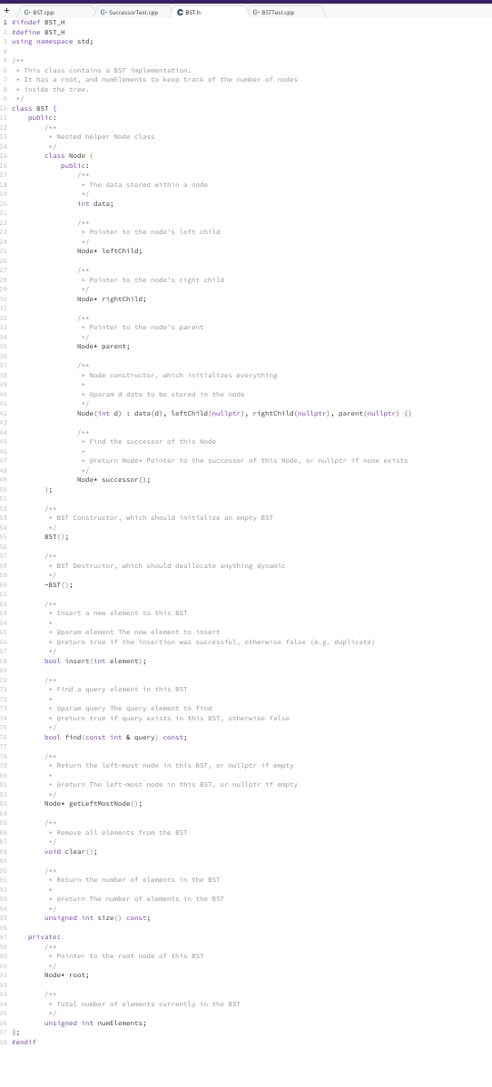 Solved BST.h C+ BSTTest.cpp