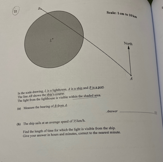 Solved 2 In the scale drawing, \\( L \\) is a lighthouse, | Chegg.com