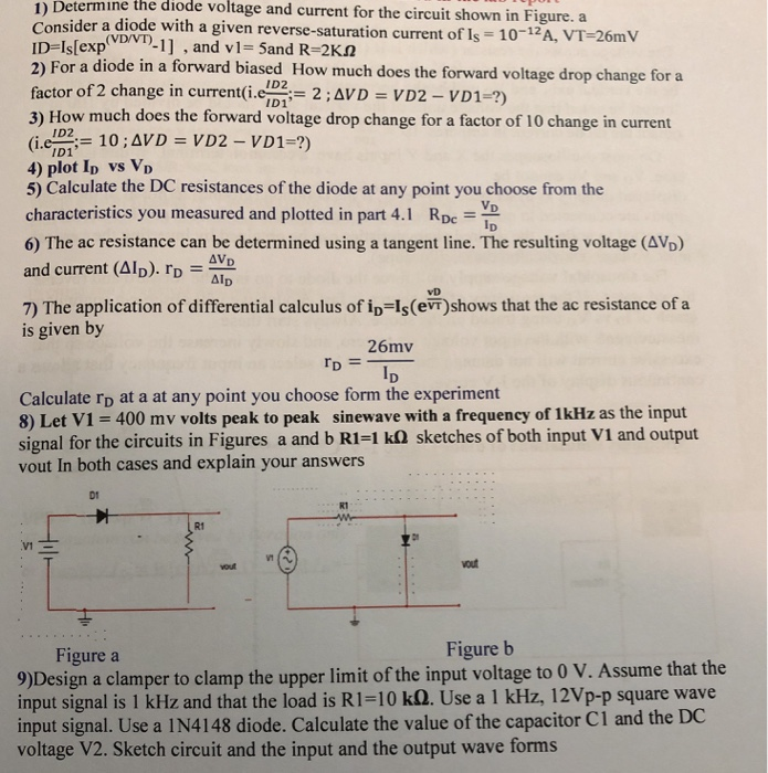Solved Determine the diode voltage and current for the | Chegg.com