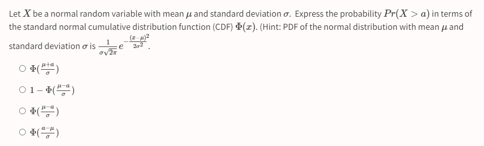 Solved Let X be a normal random variable with mean μ and | Chegg.com