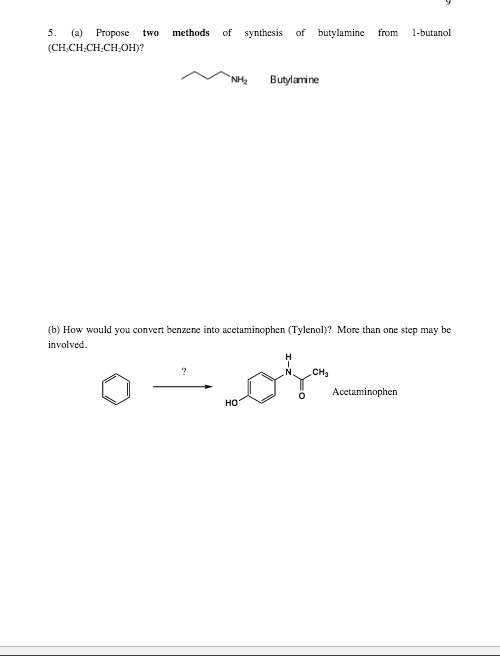 Solved methods of synthesis of butylamine from 1-butanol 5. | Chegg.com