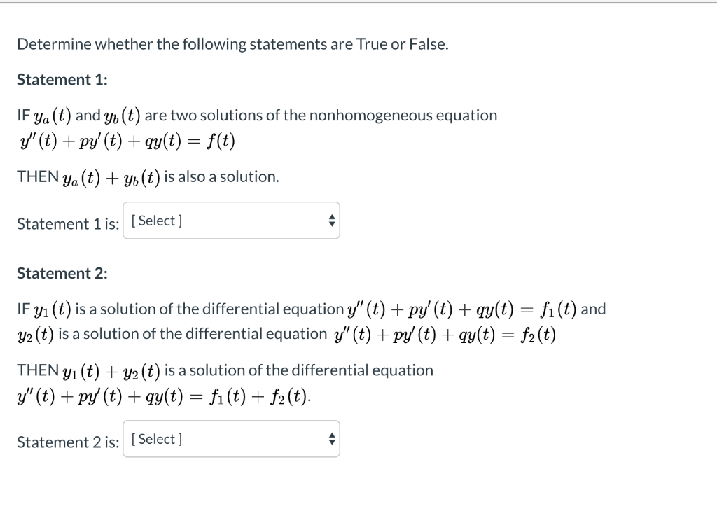 Solved Determine whether the following statements are True | Chegg.com