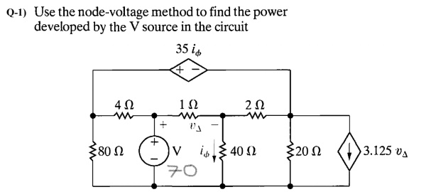 Solved Q-1) Use the node-voltage method to find the power | Chegg.com